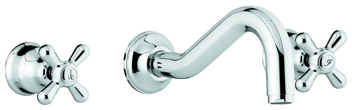 Emmevi Deco Classic, смеситель настенный для кухни, цвет белый-золото