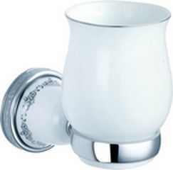 Sanibano Kleo, настенный керамический стакан, цвет хром - белая керамика