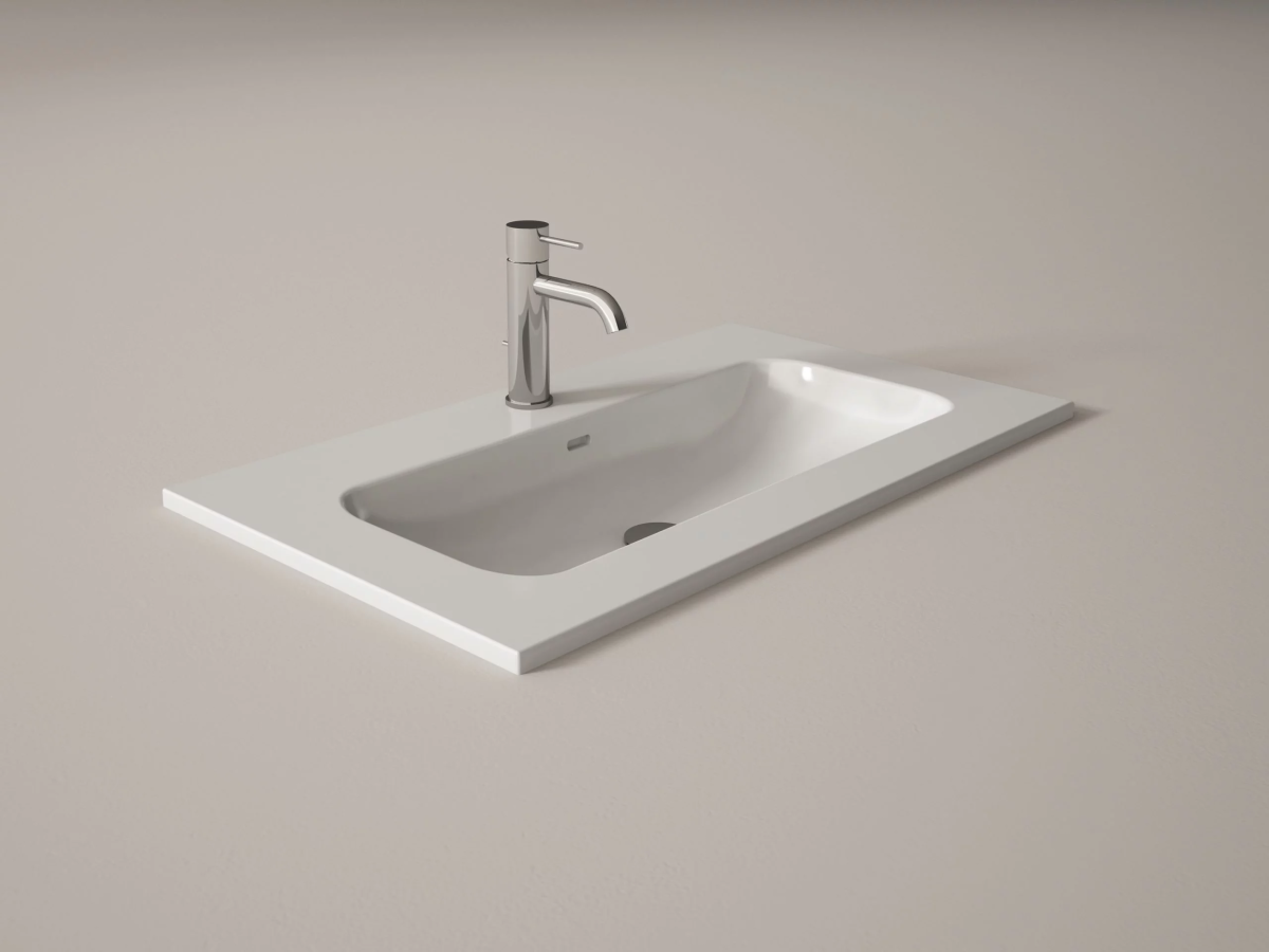 Visobath Idea, керамическая раковина с отв. под смеситель, 120 см, цвет белый глянцевый
