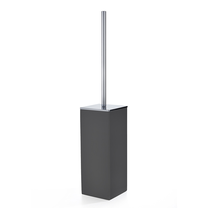 3SC Mood Black Туалетный ёршик, напольный,  композит Solid Surface, цвет: чёрный матовый/хром