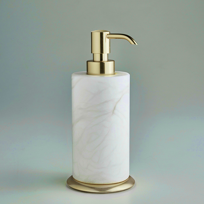 3SC Baster Round Дозатор для жидкого мыла, настольный, цвет: алебастр/Polished Satin Gold