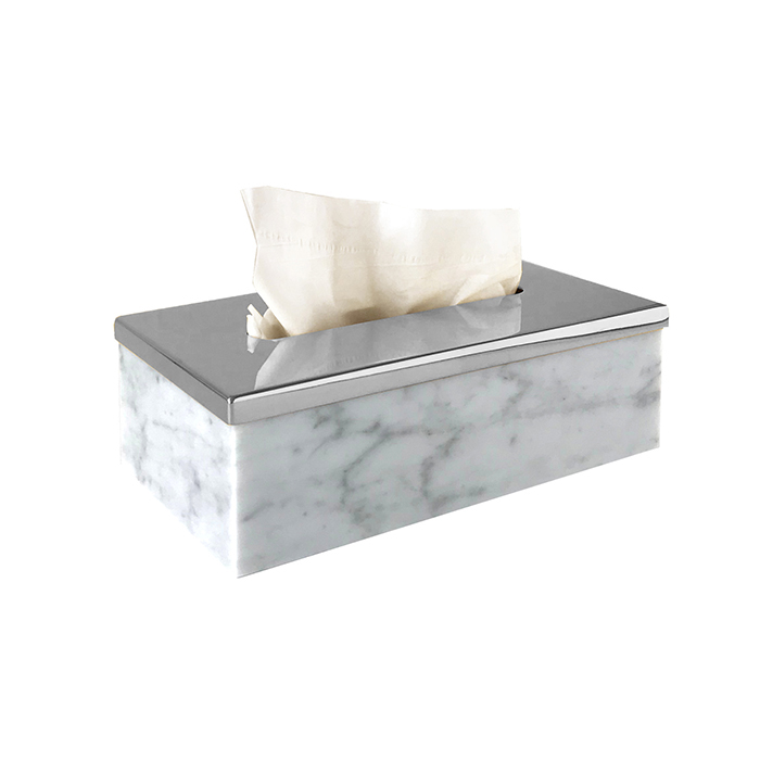 3SC Elegance Контейнер для салфеток 23х12,5хh7см, цвет: мрамор bianco carrara/хром