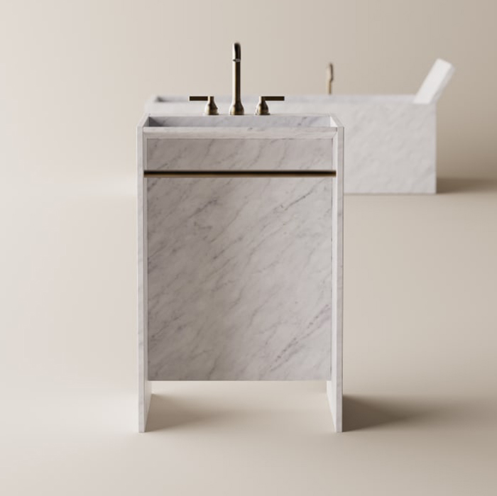 Agape Face A Face Раковина 60х50х90см., отдельностоящая, с сифоном, полотенцедержателем, цвет: Bianco Carrara