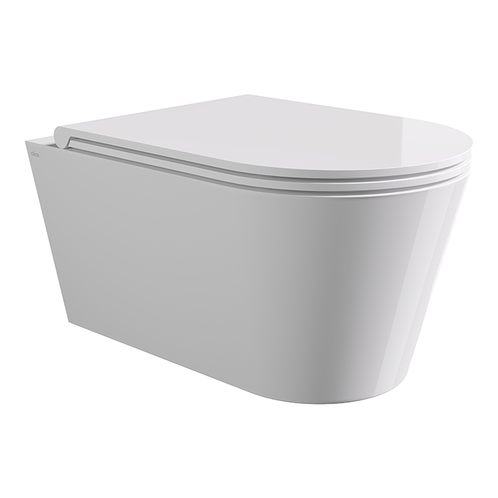 Alice Hide Round Унитаз 57х37см., подвесной, безободковый, без сиденья и крышки, цвет: белый глянцевый