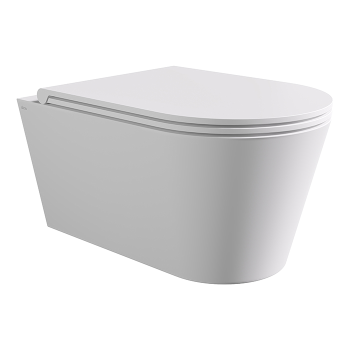 Alice Hide Round Унитаз 57х37см., подвесной, безободковый, без сиденья и крышки, цвет: белый матовый