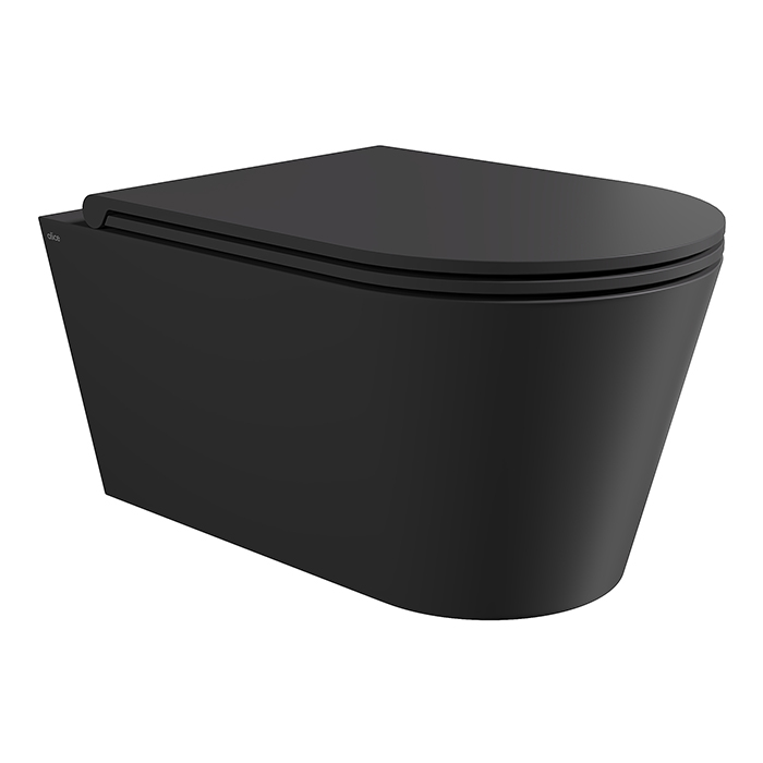 Alice Hide Round Унитаз 57х37см., подвесной, безободковый, без сиденья и крышки, цвет: чёрный матовый