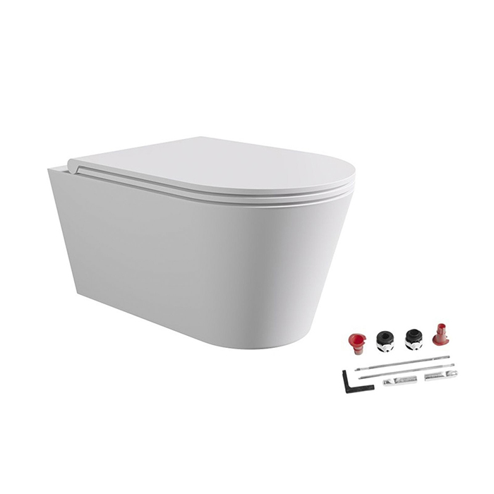 Alice Hide Round Унитаз 57х37см., подвесной, безободковый, с сиденьем и крышкой с микролифтом, с набором для крепления, цвет: белый матовый