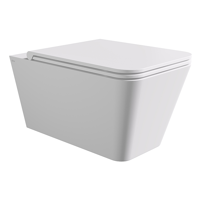 Alice Hide Square Унитаз 55х35см., подвесной, безободковый, без сиденья и крышки, цвет: белый матовый