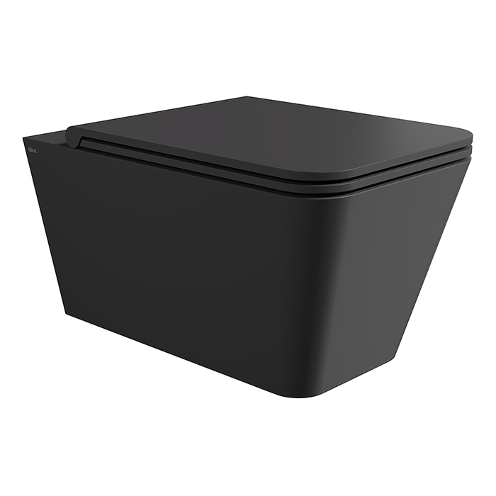 Alice Hide Square Унитаз 55х35см., подвесной, безободковый, без сиденья и крышки, цвет: чёрный матовый