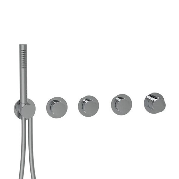 Almar Modular PUSH Смеситель для душа, встраиваемый, термостатический, на 3 потребителя с модулем ручного душа, цвет: оружейный металл брашированный PVD