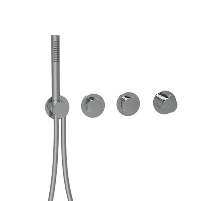 Almar Modular PUSH Смеситель для душа, встраиваемый, термостатический, на 2 потребителя с модулем ручного душа, цвет: оружейный металл брашированный PVD