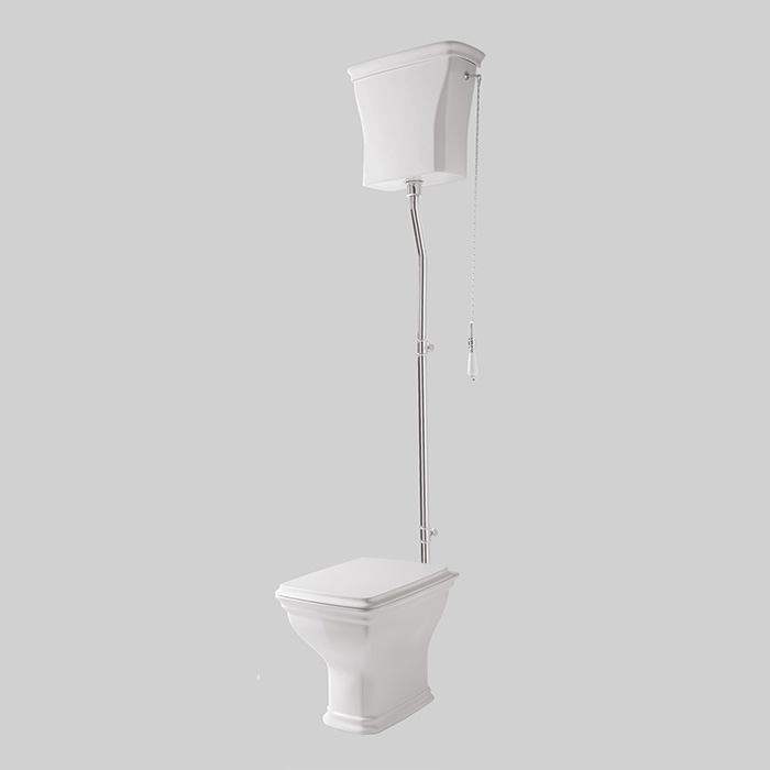 Artceram CIVITAS Унитаз 36х54см., с высоким бачком и трубой хром, с механизмом с цепочкой и ручкой, с сиденьем, микролифт, цвет: белый