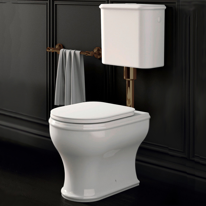 Azzurra Charme Унитаз напольный 52x40 см, 3L Water Saving, слив универсальный, сиденье микролифт, с креплением VFV, цвет: Bianco lucido/бронза