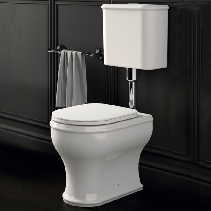 Azzurra Charme Унитаз напольный 52x40 см, 3L Water Saving, слив универсальный, сиденье микролифт, с креплением VFV, цвет: Bianco lucido/хром