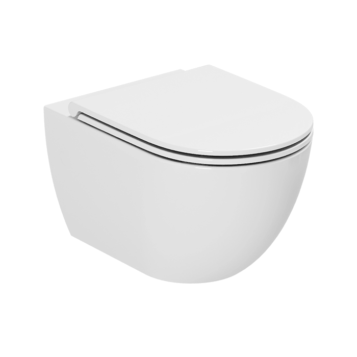 Azzurra Comoda Унитаз подвесной безободковый 51,5x36 см, c креплением, Easy Clean, 3L Water Saving, цвет: Bianco lucido