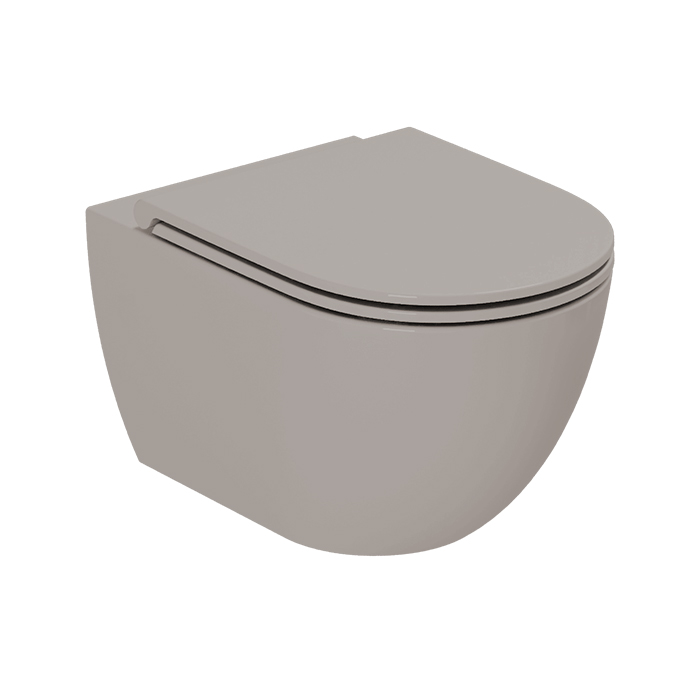 Azzurra Comoda Унитаз подвесной безободковый 51,5x36 см, c креплением, Easy Clean, 3L Water Saving, цвет: Cenere