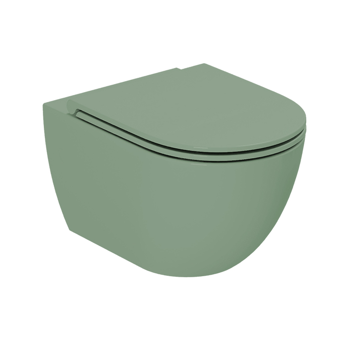 Azzurra Comoda Унитаз подвесной безободковый 51,5x36 см, c креплением, Easy Clean, 3L Water Saving, цвет: Verde natura