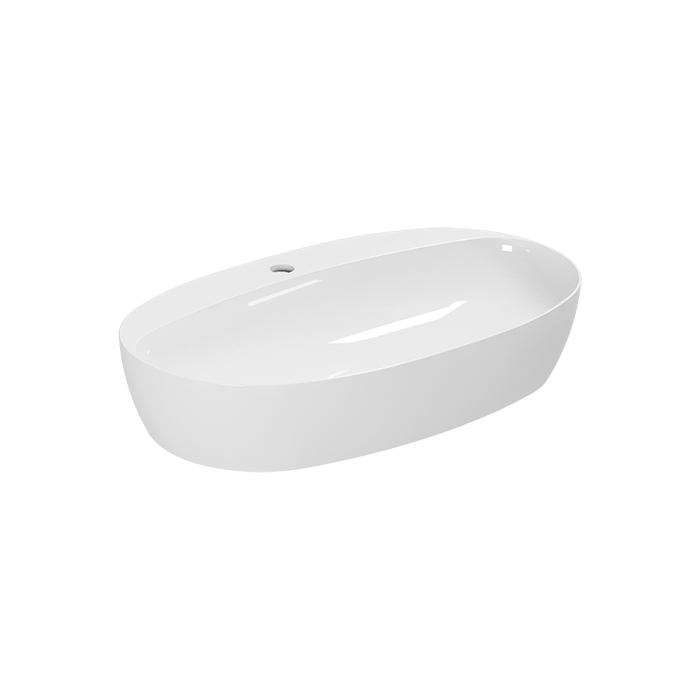 Azzurra Elegance Circle Раковина накладная, 70x42xH14 см, 1 отв., без перелива, цвет: Bianco lucido