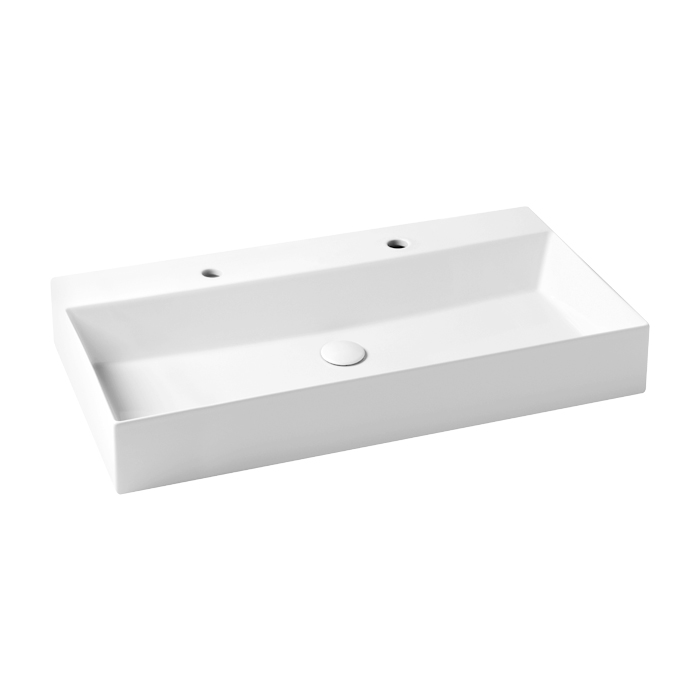 Azzurra Elegance Squared Раковина подвесная/накладная, 102x45xH12,5 см, 2 отв., цвет: Bianco lucido
