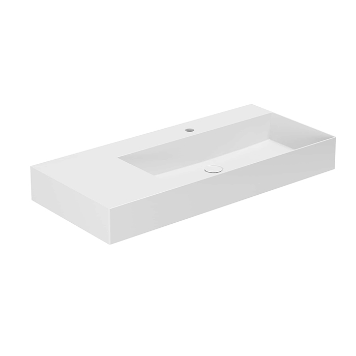 Azzurra Elegance Squared Раковина подвесная/накладная, 102x46xH12,5 см, левая, 1 отв., цвет: Bianco lucido