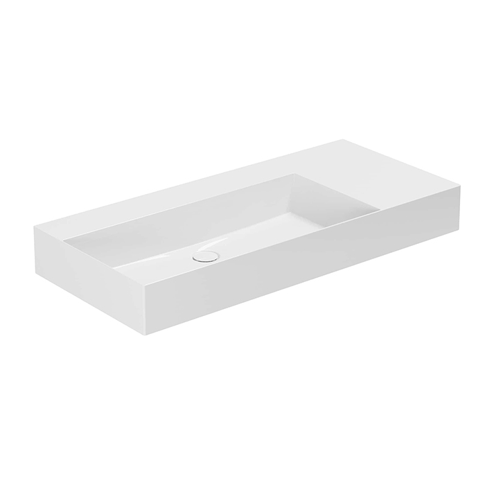 Azzurra Elegance Squared Раковина подвесная/накладная, 102x46xH12,5 см, правая, без отв., цвет: Bianco lucido