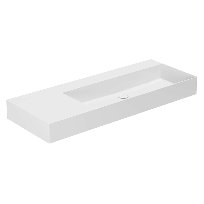 Azzurra Elegance Squared Раковина подвесная/накладная, 122x46xH12,5 см, левая, без отв., цвет: Bianco lucido