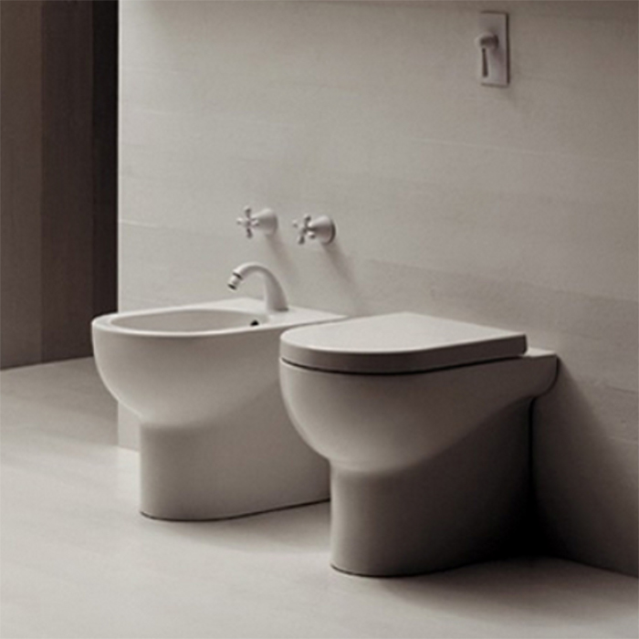 Azzurra Nuvola Mini Унитаз напольный 46x35xH42 см, 3L Water Saving, с креплением VFV, с сиденьем, цвет: Bianco lucido