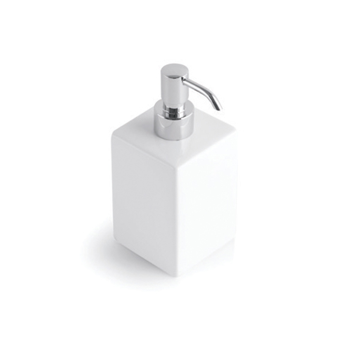 Bertocci Le Ceramiche Дозатор для жидкого мыла, настольный 7,5хh18х7,5см., цвет: белая керамика/хром