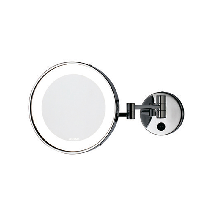 Bertocci Specchi Зеркало косметические, настенное круглое зеркало с LED-подсветкой,выключателем,3-кратное увеличение, цвет: хром