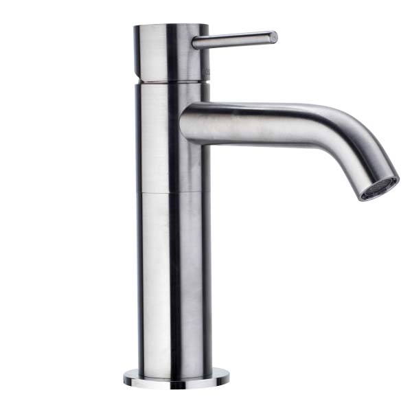 Bossini Inox Однорычажный Смеситель для раковины на 1 отв., из нержавеющей стали без донного клапана, цвет: Сатинированная нержавеющая сталь