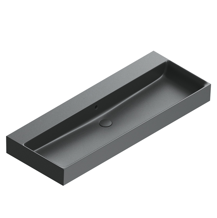 Catalano Premium Раковина 120x47см, без отв., цвет: черный матовый