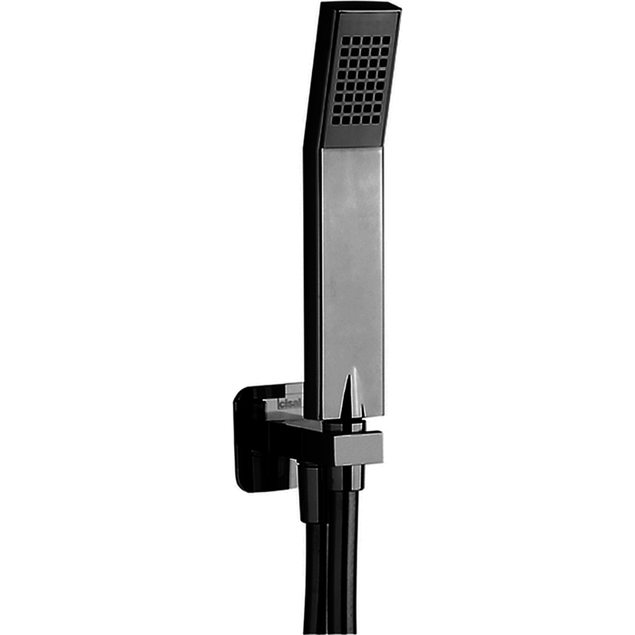 CISAL Shower Душевой гарнитур:ручная лейка,шланг 150 см,вывод с держателем, цвет: черный матовый