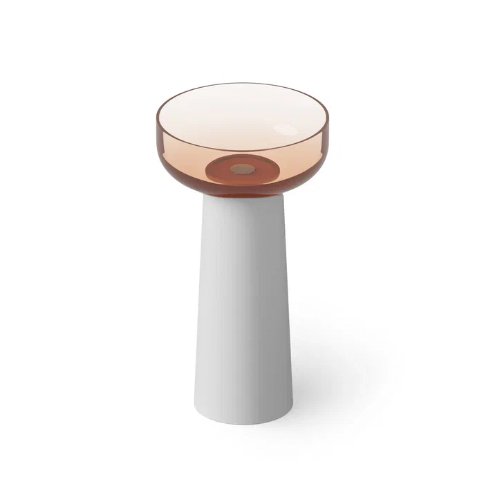 Dea Design Light Раковина 48x48x88см., напольная, без отв., Glasstech, прозрачная смола, цвет: чаша brown copper/пьедестал белый