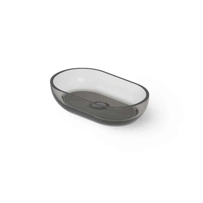 Dea Design Washbasins Раковина 55х32х13см., накладная, без отв., Glasstech, прозрачная смола, цвет: Smoky Black R4