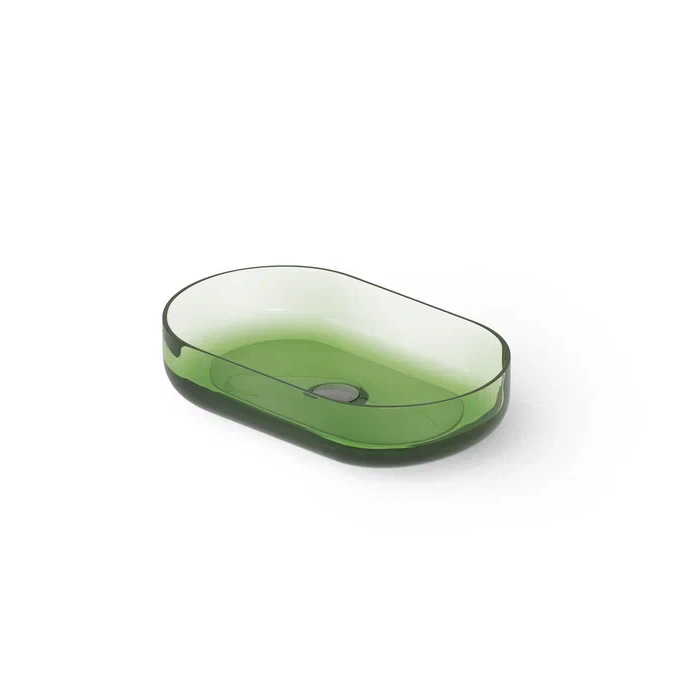 Dea Design Washbasins Раковина 55х34х12см., накладная, без отв., Glasstech, прозрачная смола, цвет: Emerald R3