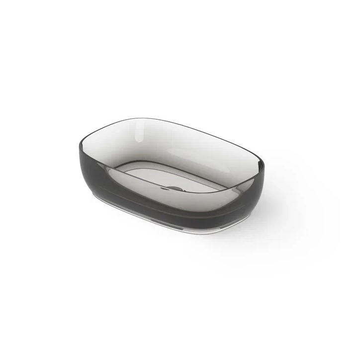Dea Design Washbasins Раковина 55х36х14см., накладная, без отв., Glasstech, прозрачная смола, цвет: Smoky Black R4