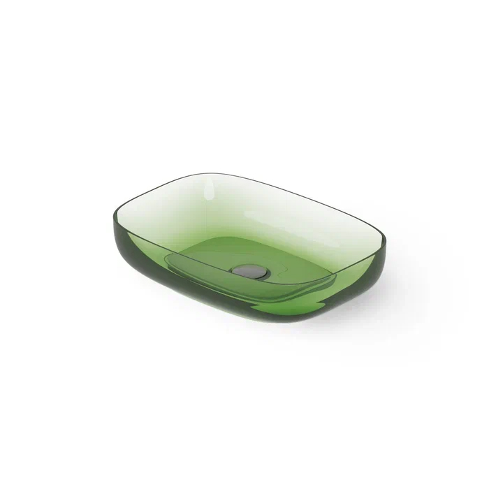 Dea Design Washbasins Раковина 55х38х12см., накладная, без отв., Glasstech, прозрачная смола, цвет: Emerald R3