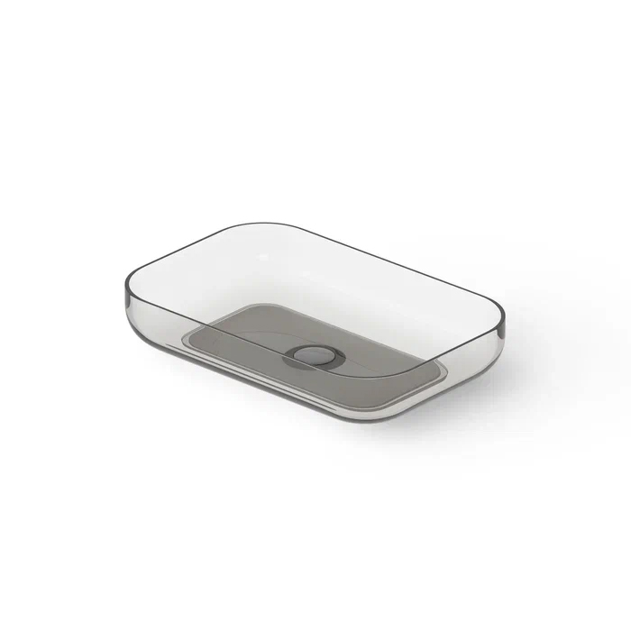 Dea Design Washbasins Раковина 58х38х12см., накладная, без отв., Glasstech, прозрачная смола, цвет: Smoky Black R4