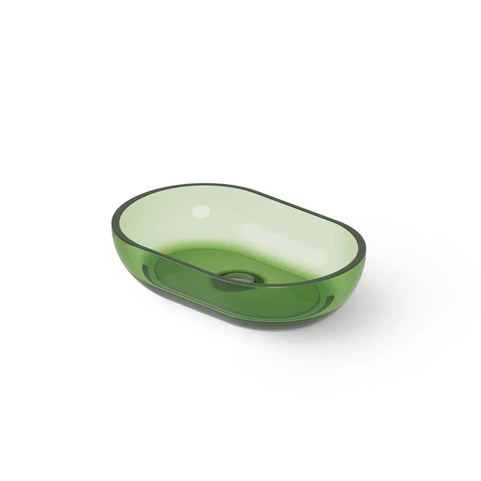 Dea Design Washbasins Раковина 58х38х14см., накладная, без отв., Glasstech, прозрачная смола, цвет: Emerald R3
