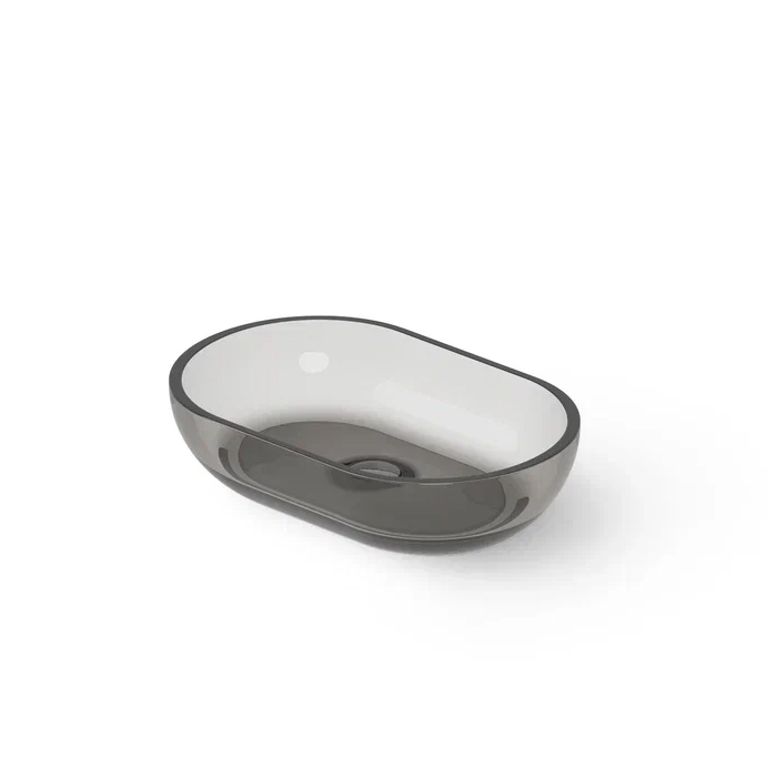 Dea Design Washbasins Раковина 58х38х14см., накладная, без отв., Glasstech, прозрачная смола, цвет: Smoky Black R4