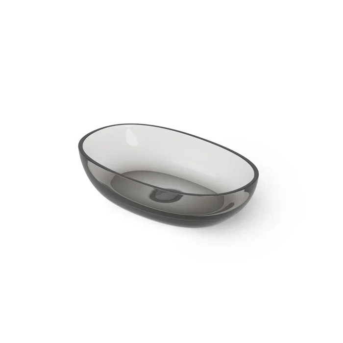 Dea Design Washbasins Раковина 60х36х14см., накладная, без отв., Glasstech, прозрачная смола, цвет: Smoky Black R4