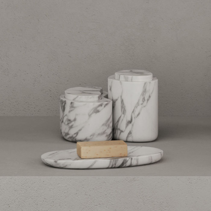 Dea Design Marble Контейнер с крышкой, 15х9.2хh8.5см., настольная, из мрамора, цвет: Statuario White
