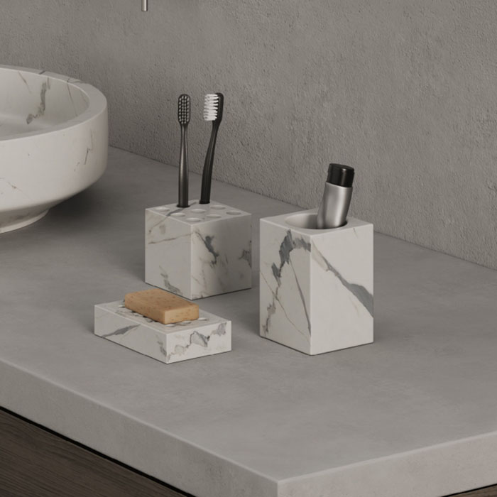 Dea Design Marble Мыльница настольная, 8х3хh13см., из мрамора, цвет: Statuario White