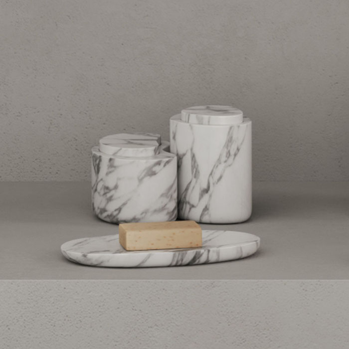 Dea Design Marble Мыльница настольная, 21х13.2хh1.8см., из мрамора, цвет: Statuario White
