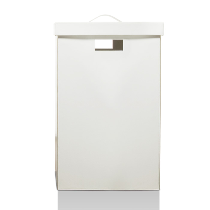 Decor Walther Brownie WB Корзина для белья 38.5x38.5x60.5, с крышкой, напольная, цвет: белая кожа