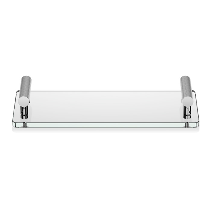 Decor Walther Club Tab Поднос с ручками, стеклянный, настольный, цвет: хром / прозрачное стекло