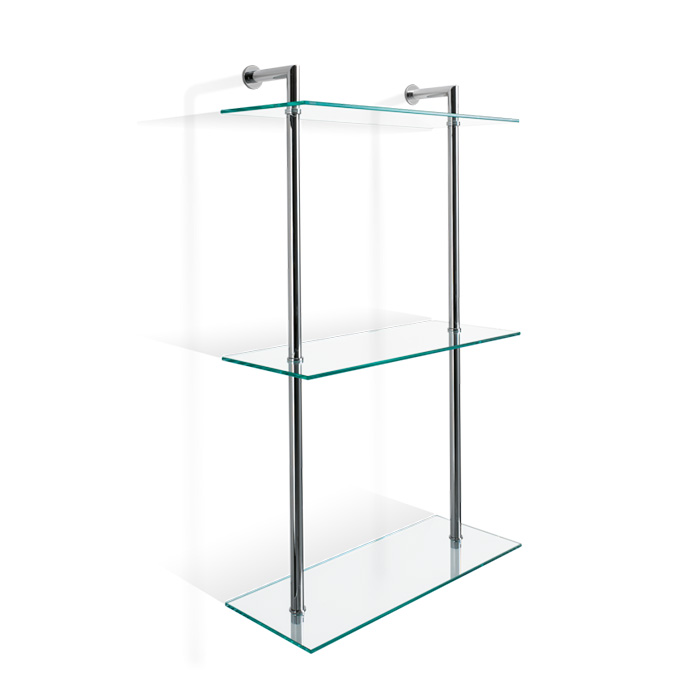 Decor Walther DW 016 Полочка 40x16x65см, 3 стеклянных яруса, подвесной, цвет: хром