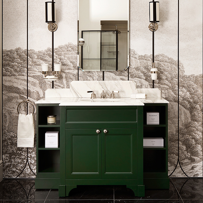 Devon&Devon Flair Тумба под раковину 128х102см., со столешницей из мрамора Calacatta Borghini и раковиной White50, цвет: English Green