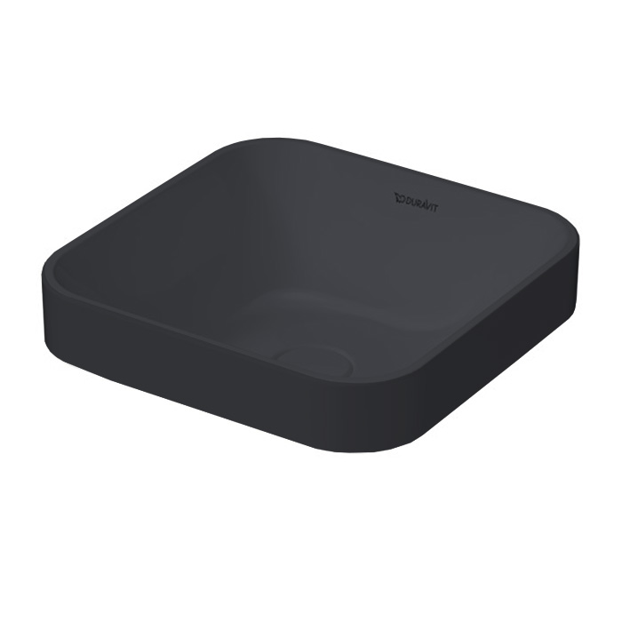 Duravit Happy D.2 Plus Раковина 40х40см, без отв., без перелива, с выпуском с керамической крышкой, WonderGliss, цвет: Anthracite matt