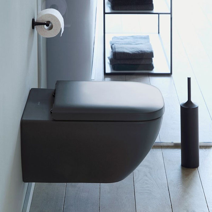 Duravit Happy D.2 Plus Унитаз подвесной rimless 36.5x54см, вкл. крепление Durafix, с покрытием WG, цвет: антрацит матовый